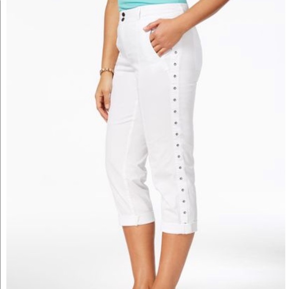 Style & Co. Pants - NWT Style & Co Grommet-Trim Capri Pants White 12